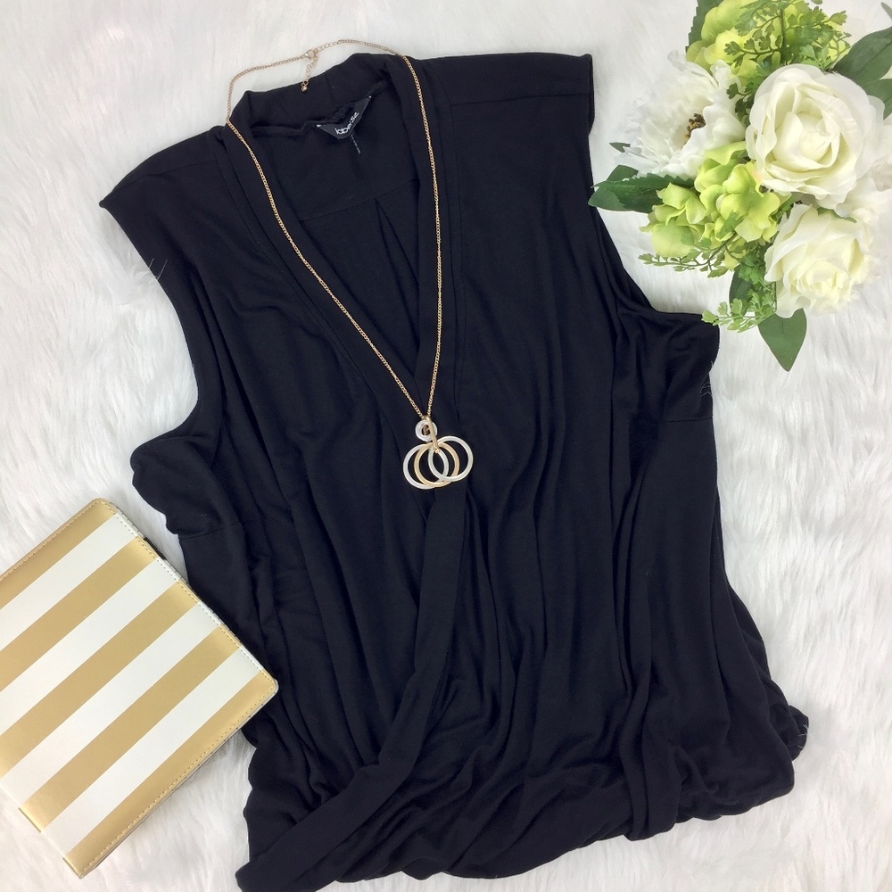 Sleeveless Black V Neck Top Womens Plus Size 26 3X